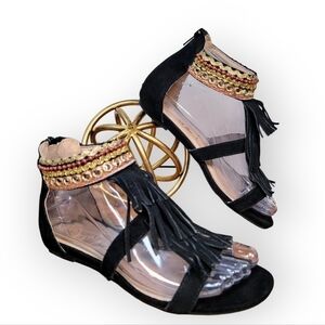 Esmara by Heidi Klum Fringe cage Sandals Vegan Boho Size 5.5